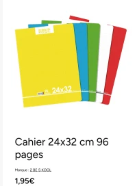 Cahier 24x32 cm 96 pages