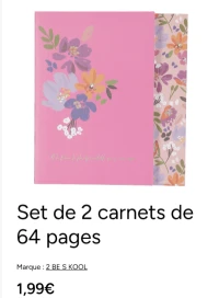 Set de 2 carnets de 64 pages 2 BE S KOOL