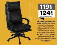 Fauteuil de bureau noir James