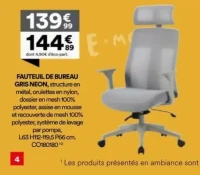 Fauteuil de bureau gris Neon