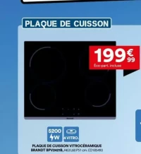 Plaque de cuisson vitrocéramique Brandt BPV2421B