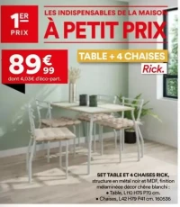 Set table et 4 chaises Rick