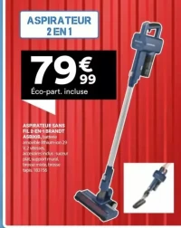 Aspirateur sans fil 2-en-1 Brandt ASB20B