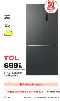Réfrigérateur multi-portes TCL