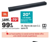 Barre de son 3.1 sans fil JBL SB510