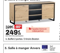 Buffet 2 portes / 3 tiroirs Boston