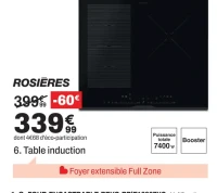 Table induction ROSIERES RIF63DCS