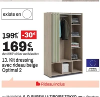 Kit dressing avec rideau beige Optimal 2