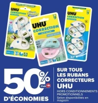 Sur tous les rubans correcteurs UHU