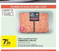 Chair à saucisse pur porc CARREFOUR Le Marché