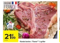 Viande bovine : T'bone à griller