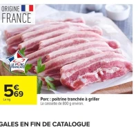 Porc : poitrine tranchée à griller
