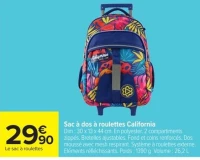 Sac à dos à roulettes California