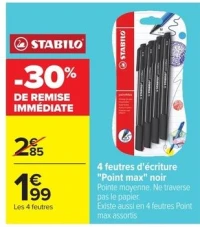4 feutres d'écriture "Point max" Stabilo