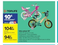 Velo enfant 14" Toplife