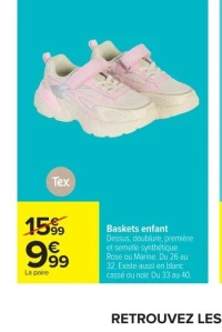 Baskets enfant Tex (coloris Rose ou Marine)