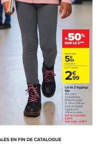 Lot de 2 leggings fille Tex