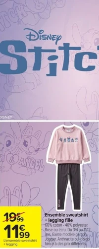 Ensemble sweatshirt + legging fille Disney Stitch