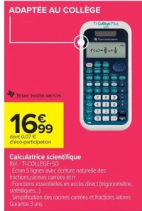 Calculatrice scientifique TI-COLLEGE+SO Texas Instruments