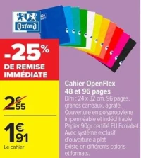 Cahier OpenFlex Oxford 48 et 96 pages
