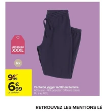 Pantalon jogger molleton homme Tex