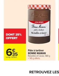 Pâte à tartiner BONNE MAMAN Noisettes et Cacao