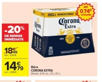Bière CORONA EXTRA Blonde, 4,5% vol., 20 x 25 cl.