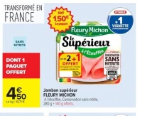 Jambon supérieur FLEURY MICHON A l'étouffée, Conservation sans nitrite