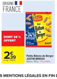 Petits Bâtons de Berger JUSTIN BRIDOU Nature