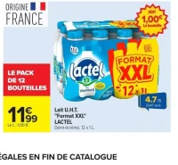 Lait U.H.T. "Format XXL" Lactel Demi-écrémé