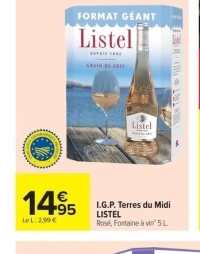 I.G.P. Terres du Midi LISTEL Rosé, Fontaine à vin 5 L