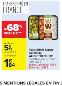 Plat cuisinés Simple par nature WEIGHT WATCHERS