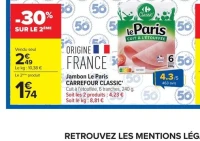 Jambon Le Paris CARREFOUR CLASSIC