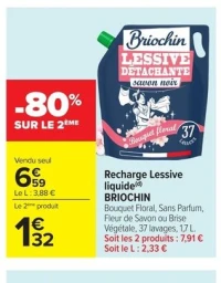 Recharge Lessive liquide Briochin Bouquet Floral, Sans Parfum, Fleur de Savon ou Brise Végétale