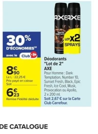 Déodorants Lot de 2 Axe Pour Homme