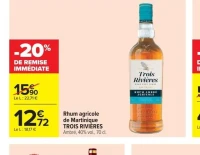 Rhum agricole de Martinique TROIS RIVIERES Ambré