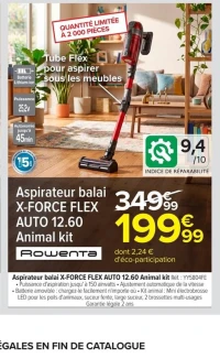 Aspirateur balai Rowenta X-FORCE FLEX AUTO 12.60 Animal kit