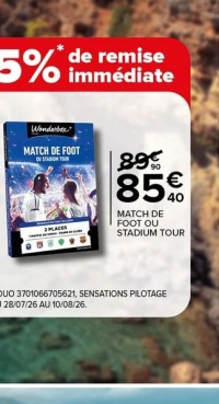 Coffret Cadeau Wonderbox Match de Foot ou Stadium Tour