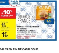 Fromage fondu au cheddar en tranches Carrefour Classic