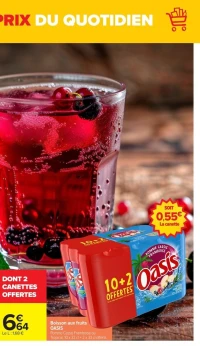 Boisson aux fruits OASIS Pomme Cassis Framboise ou Tropical
