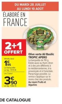 Olive verte Ail Basilic TROPIC APERO