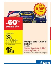 Pâté pur porc 'Lot de 3' Hénaff