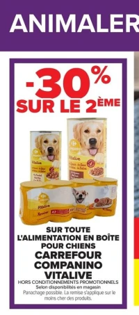 Alimentation en boîte pour chiens Carrefour Companino Vitalive