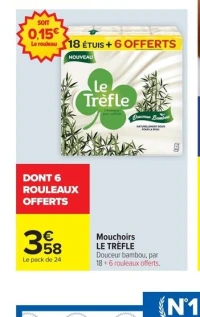 Mouchoirs LE TRÈFLE Douceur bambou