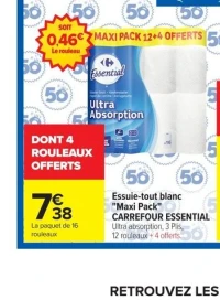 Essuie-tout blanc "Maxi Pack" CARREFOUR ESSENTIAL