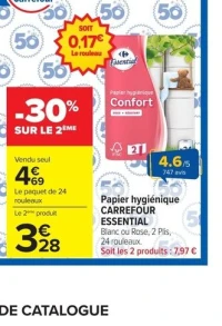 Papier hygiénique CARREFOUR ESSENTIAL Confort