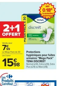 Protections hygiéniques pour fuites urinaires "Mega Pack" TENA DISCREET