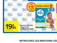 Couches Ultra Dry "Mega Pack" CARREFOUR BABY