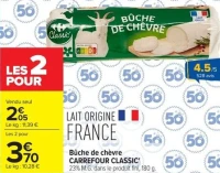 Bûche de chèvre CARREFOUR CLASSIC
