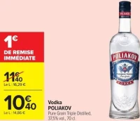 Vodka POLIAKOV Pure Grain Triple Distilled, 37,5% vol., 70 cl.
